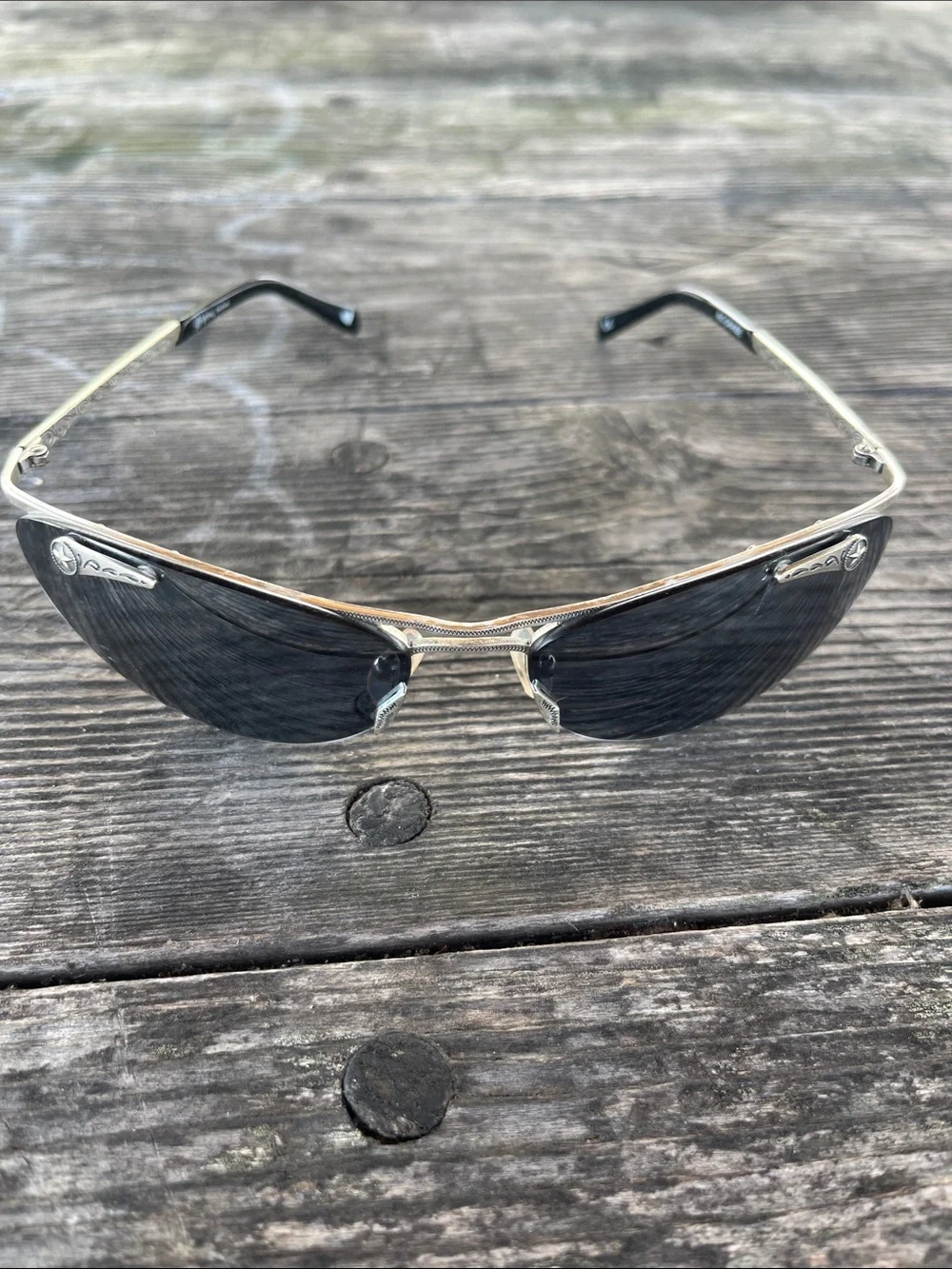 BRIGHTON Rimless Aviator Sunglasses in Black and Silver